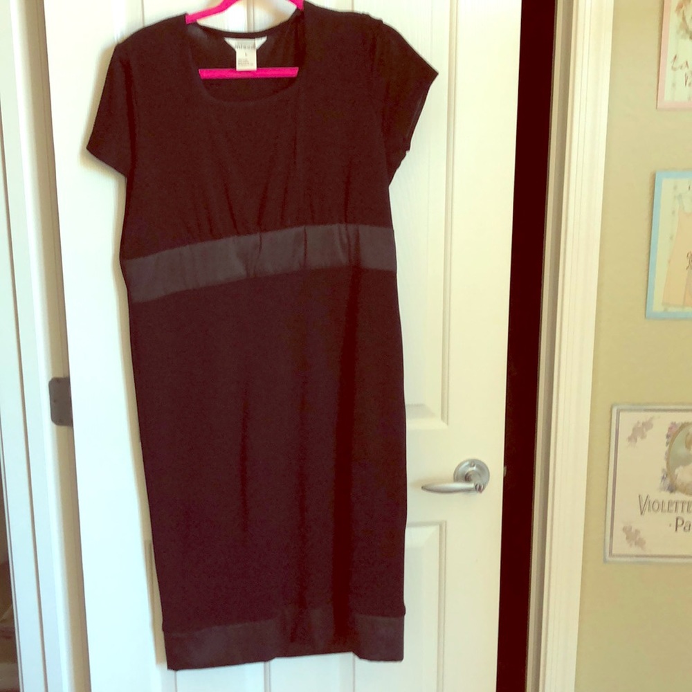Basic black dress with satin trim